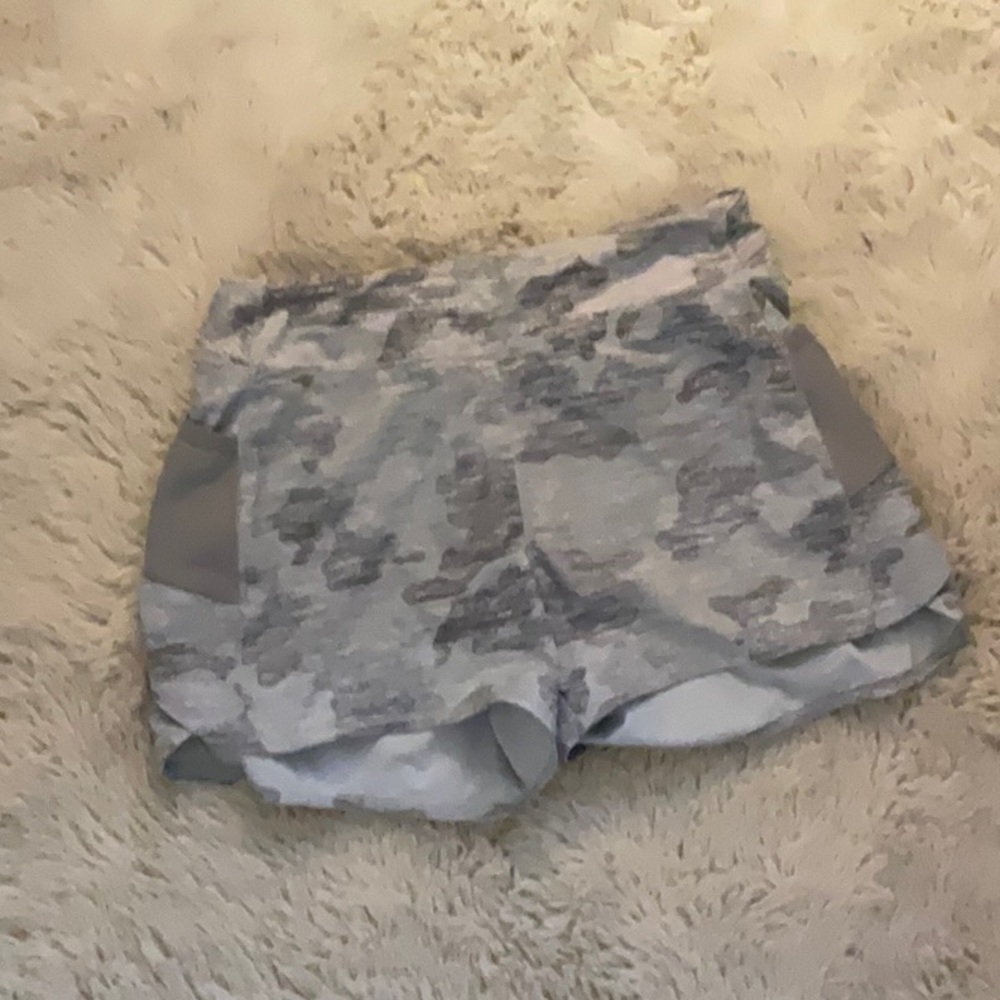 Athleta Gray Athletic Shorts with Camouflage Pattern